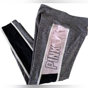 PINK Victoria's Secret Gray Leggings with Pink Logo Panel